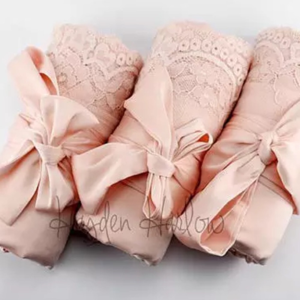 Blush Charmeuse Satin Robe with lace trim